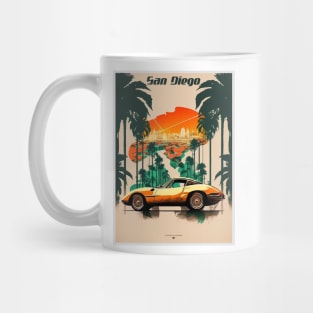 San Diego Supercar Vintage Travel Art Poster Mug